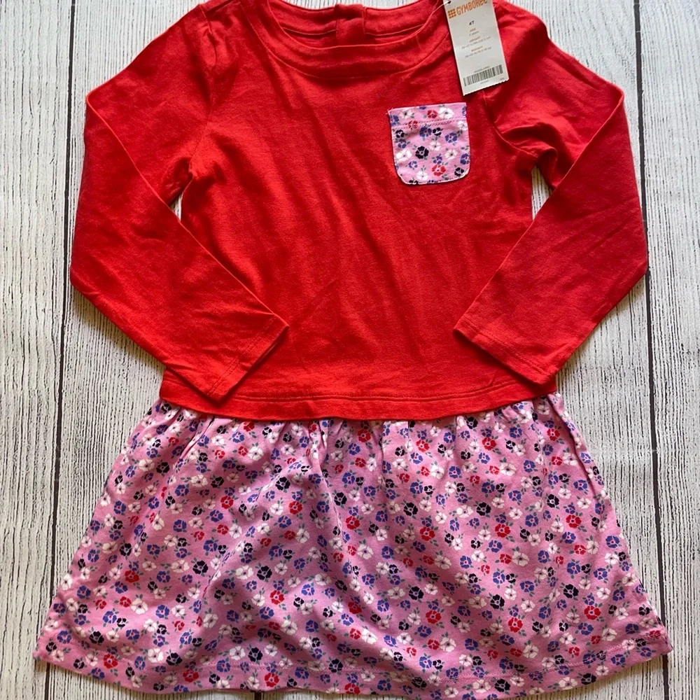 Gymboree Red & Pink Floral Dress size 4T